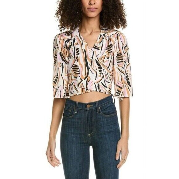 Ba&sh Tabb Printed Wrap Blouse Size Large - Picture 1 of 4